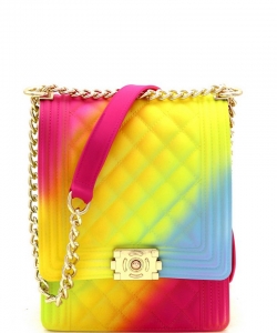 Quilted Rainbow Jelly Chain Shoulder Bag YXSF0012 MULTI 3